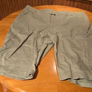 Sunday Olive Green Cotton Blend Shorts